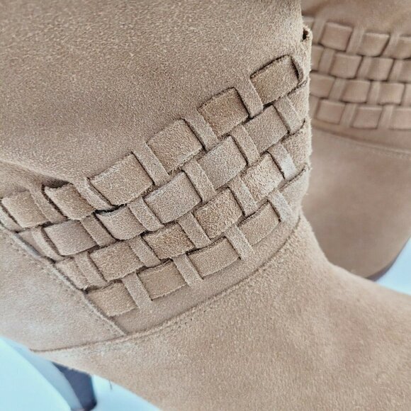 Farylrobin Ankle Boots Womens Size 7.5 Brown Suede Booties Weaved Anthropoligie - Picture 9 of 10